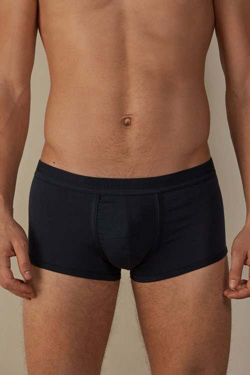 Intimissimi Stretch Supima® Katoenen Boxer Shorts with Logo Detail Blauw Blauw Blauw | SDXJV5398