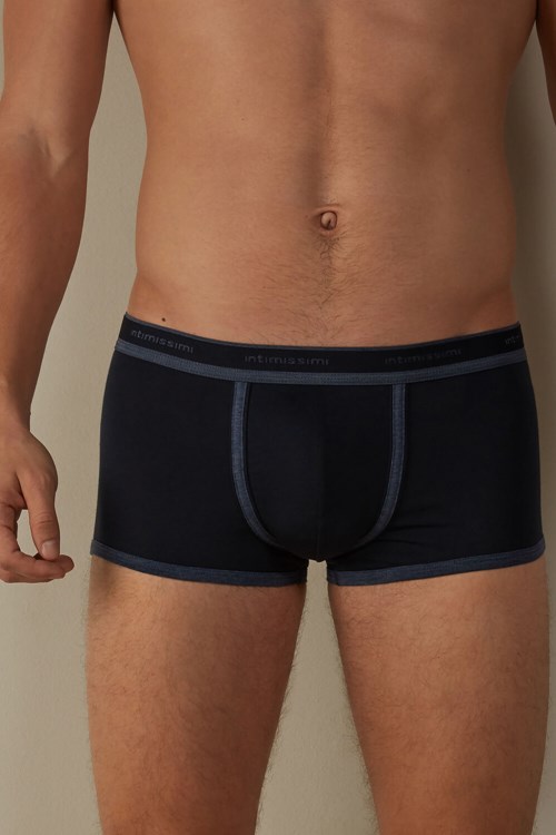 Intimissimi Stretch Supima® Katoenen Boxer Shorts with Logo Detail Blauw Blauw Blauw | ZITDJ7214