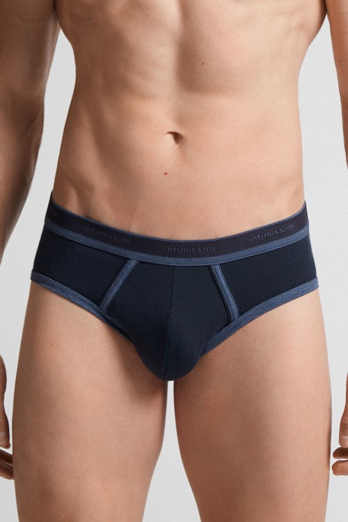 Intimissimi Stretch Supima® Katoenen Brief with Logo Detail Blauw Blauw Blauw | TWERN7832