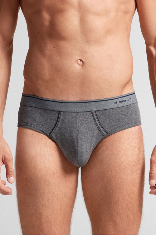 Intimissimi Supima Katoenen Briefs with Visible Elastic Donkergrijs Grijs Blauw | YAXZJ3890