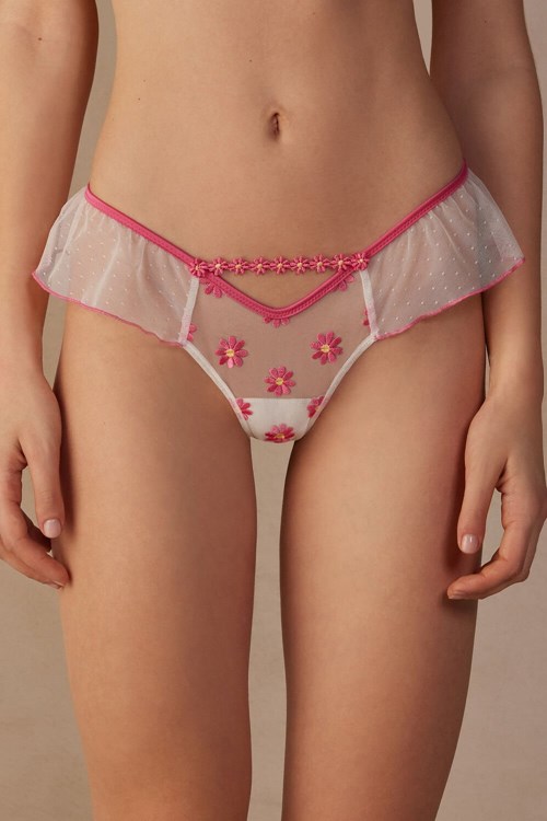 Intimissimi Sweet Like Daisies ‘80s Stijl Brazilian Wit Fuchsie Roze Wit | KERJC5283