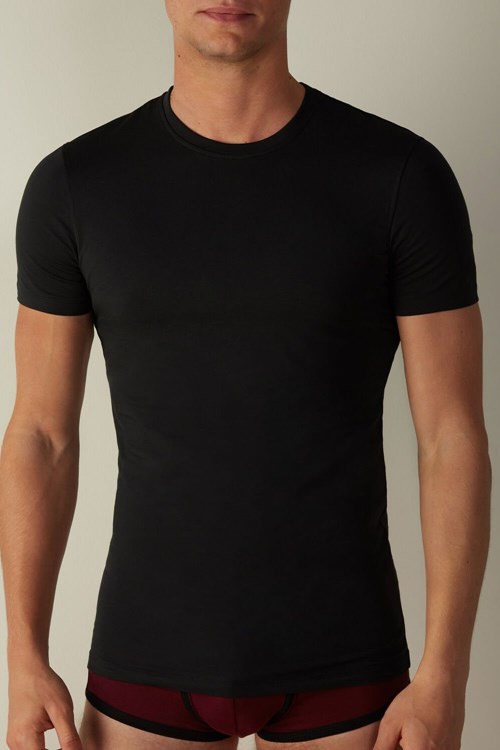 Intimissimi T-shirt in Stretch Supima® Katoenen Zwart Zwart | EWCLM2409