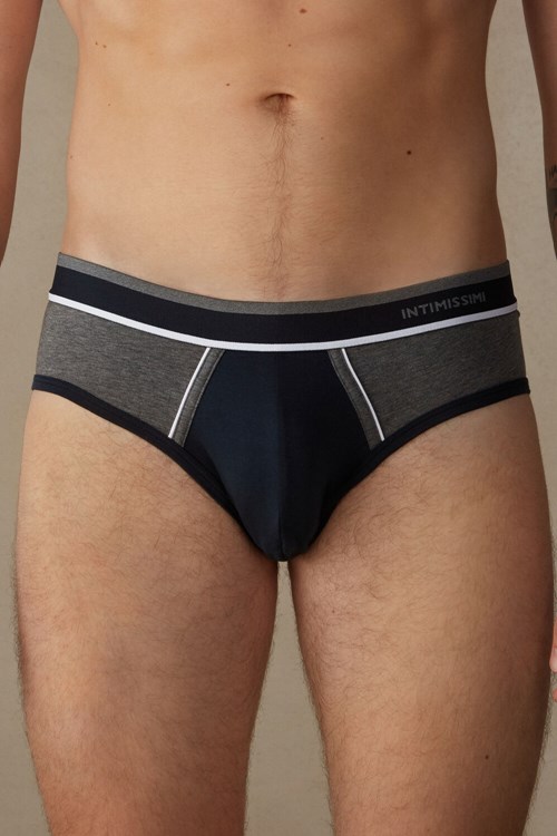 Intimissimi Two-Tone Stretch Supima® Katoenen Briefs Blauw Blauw Grijs | ISPYD2764