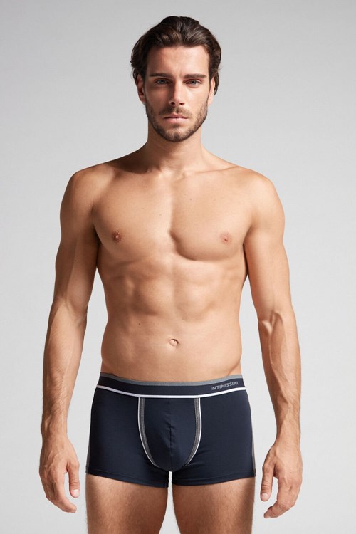 Intimissimi Two-tone Boxers in Stretch Supima® Katoenen Blauw Blauw Grijs | XMDAU6820