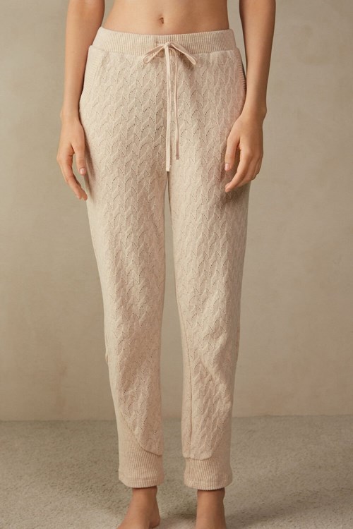 Intimissimi Winter Braid Full Length Cuffed Pants Beige | PMQUD9806