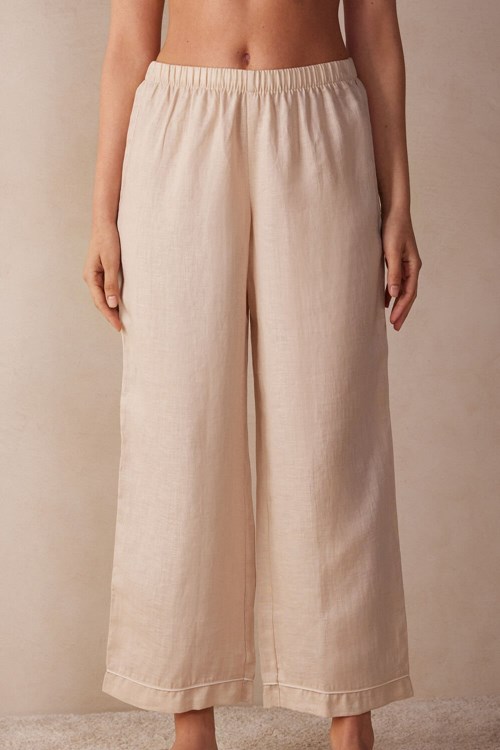 Intimissimi Yacht Night Linen Pants Beige | MGVZD6728