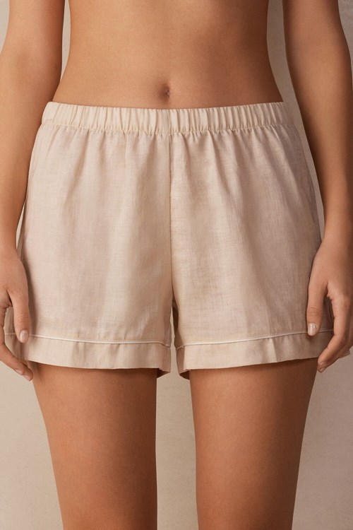 Intimissimi Yacht Night Linen Shorts Beige | XHIOA8791