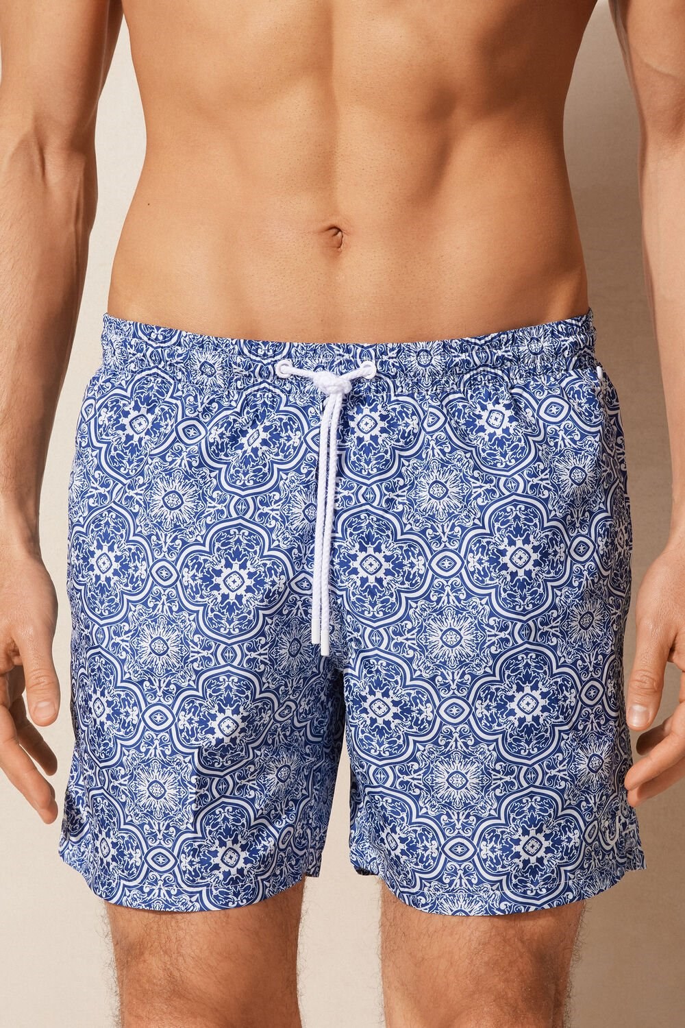 Intimissimi Blue Majolica Print Swim Trunks Blauw Wit Blauw | EGWBF3412