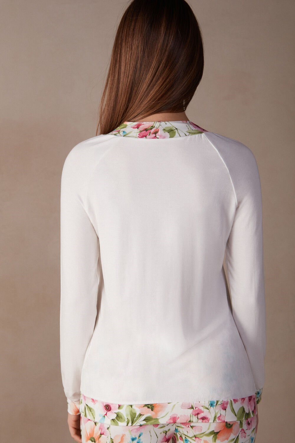 Intimissimi Botanical Lyrics Long Sleeve Modal Top Wit | PONYS5127