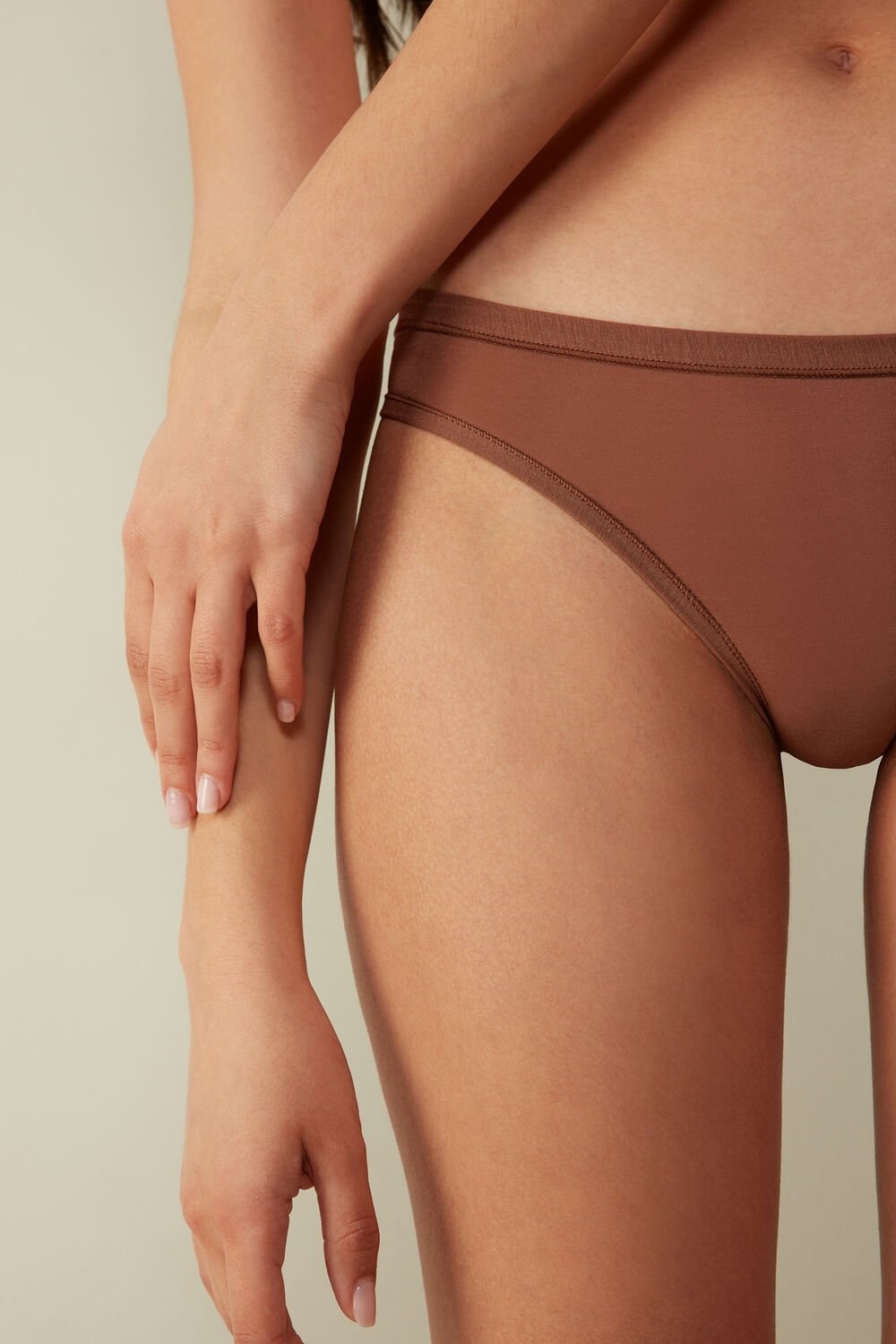 Intimissimi Brazilian Panties in Ultralight Supima® Katoenen Donkerbeige | AJMFQ7954