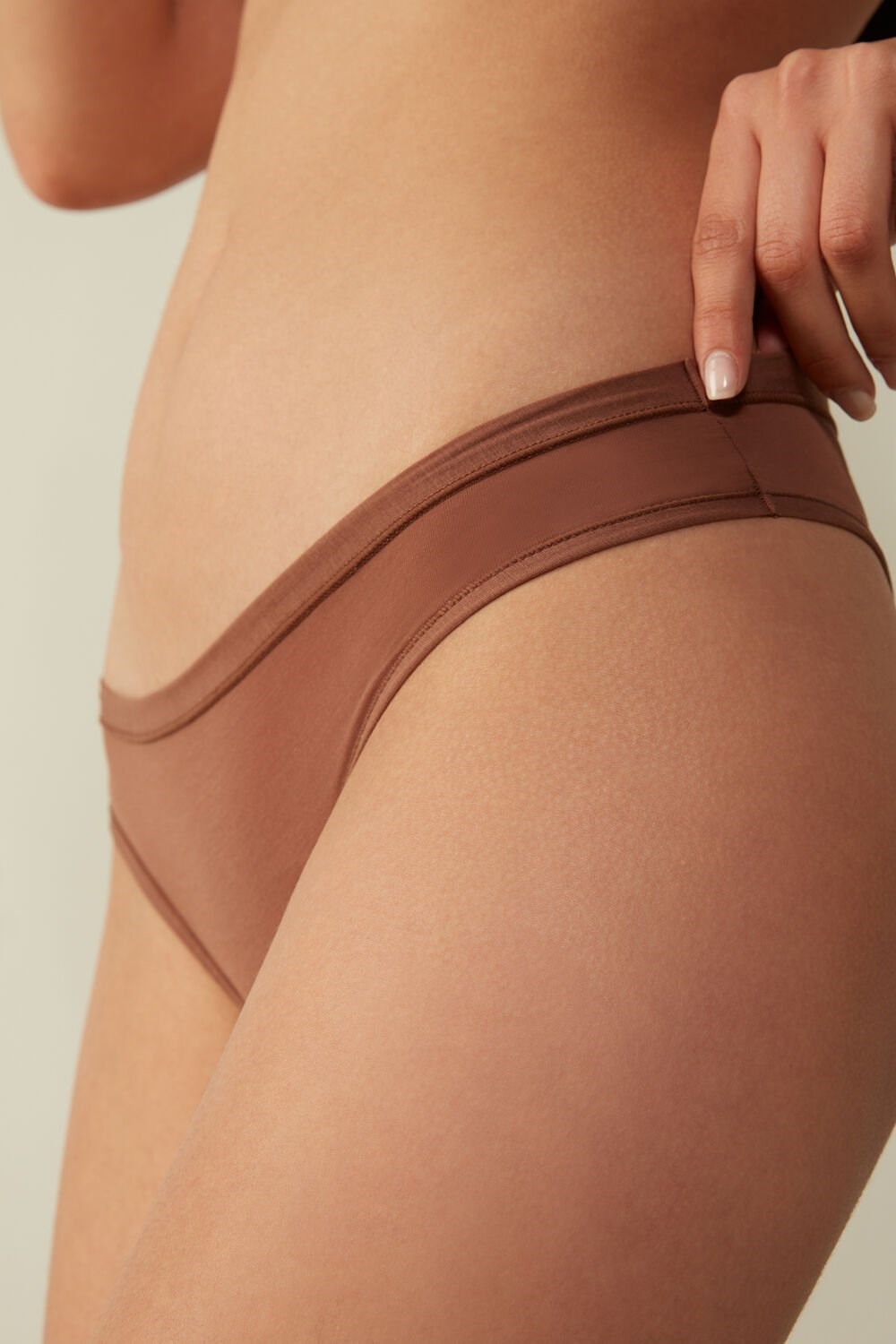 Intimissimi Brazilian Panties in Ultralight Supima® Katoenen Donkerbeige | AJMFQ7954