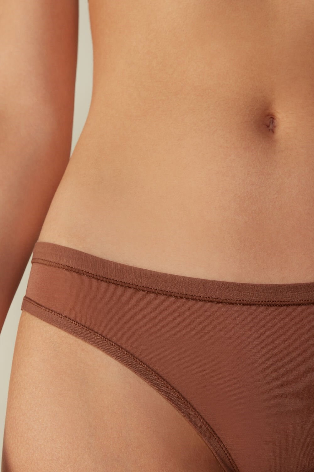 Intimissimi Brazilian Panties in Ultralight Supima® Katoenen Donkerbeige | AJMFQ7954