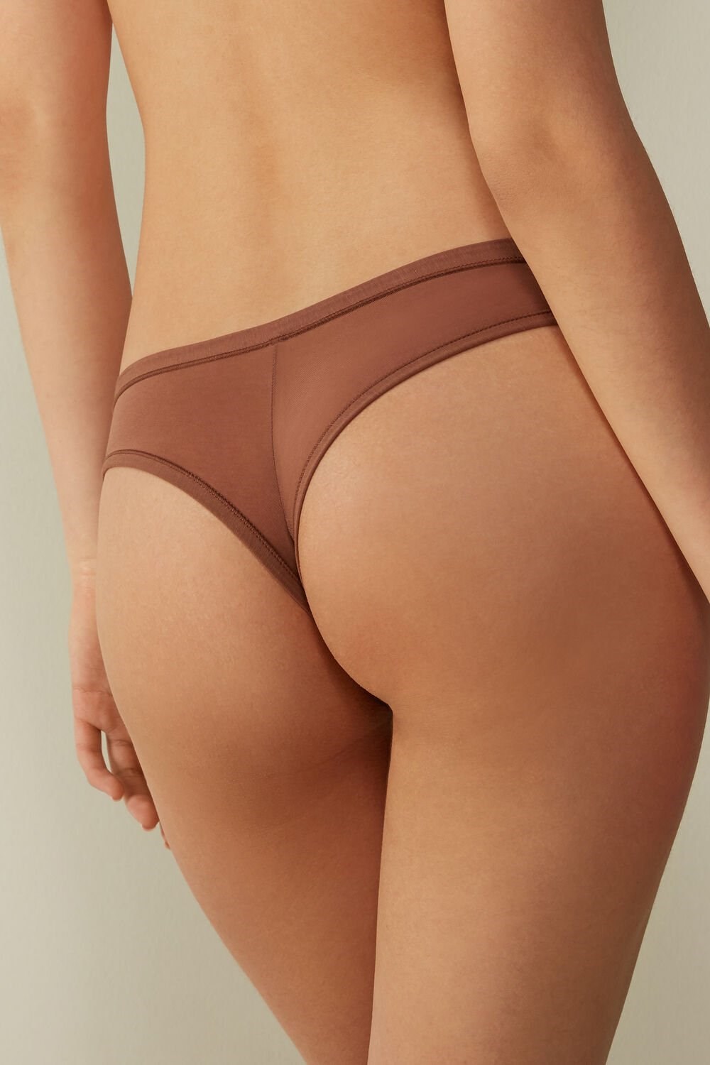 Intimissimi Brazilian Panties in Ultralight Supima® Katoenen Donkerbeige | AJMFQ7954