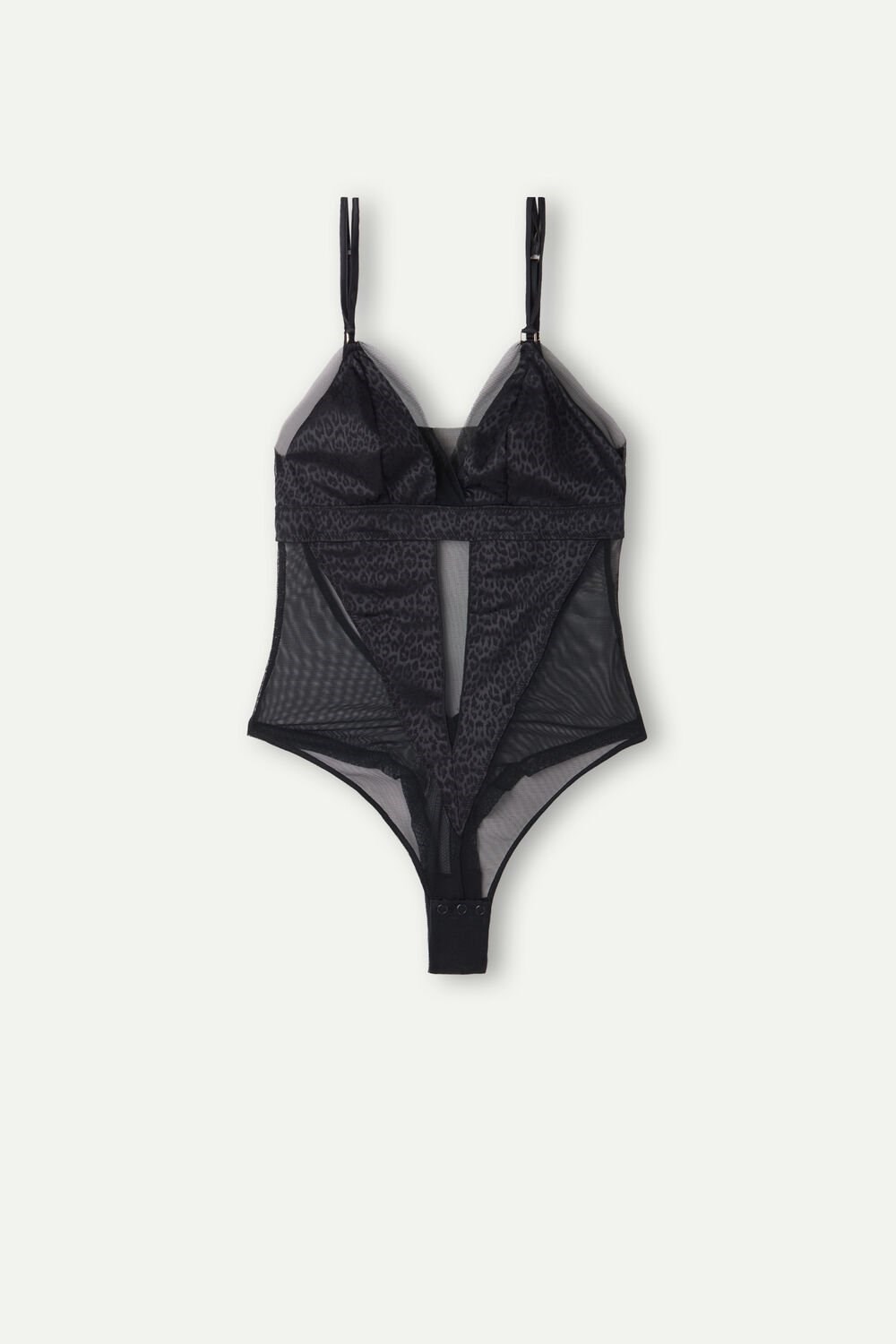 Intimissimi Cool Minimal Tulle and Satin Bodysuit Zwart Zwart | AQPWL9285