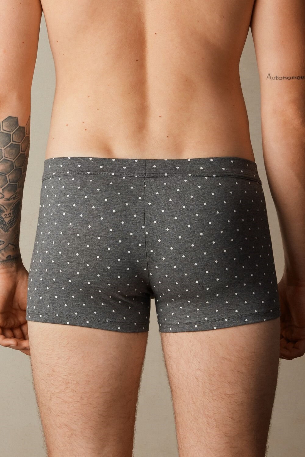 Intimissimi Dotted Boxers in Stretch Supima® Katoenen Grijs Grijs | UQXRW2046