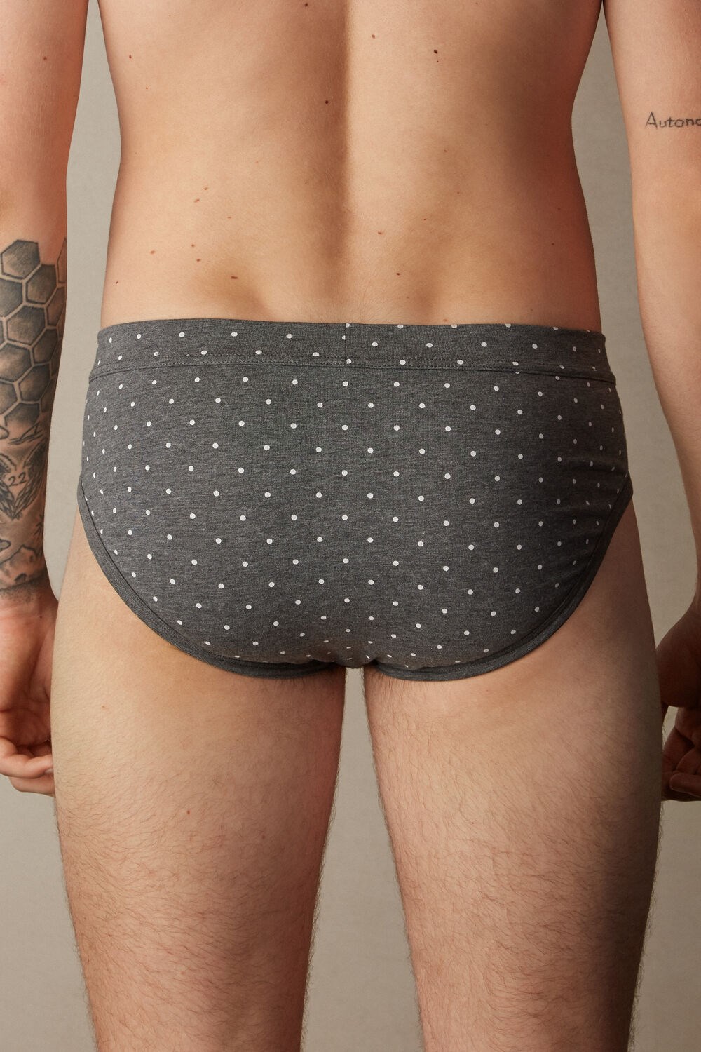 Intimissimi Dotted Briefs in Stretch Supima® Katoenen Grijs Grijs | FCSBA5167