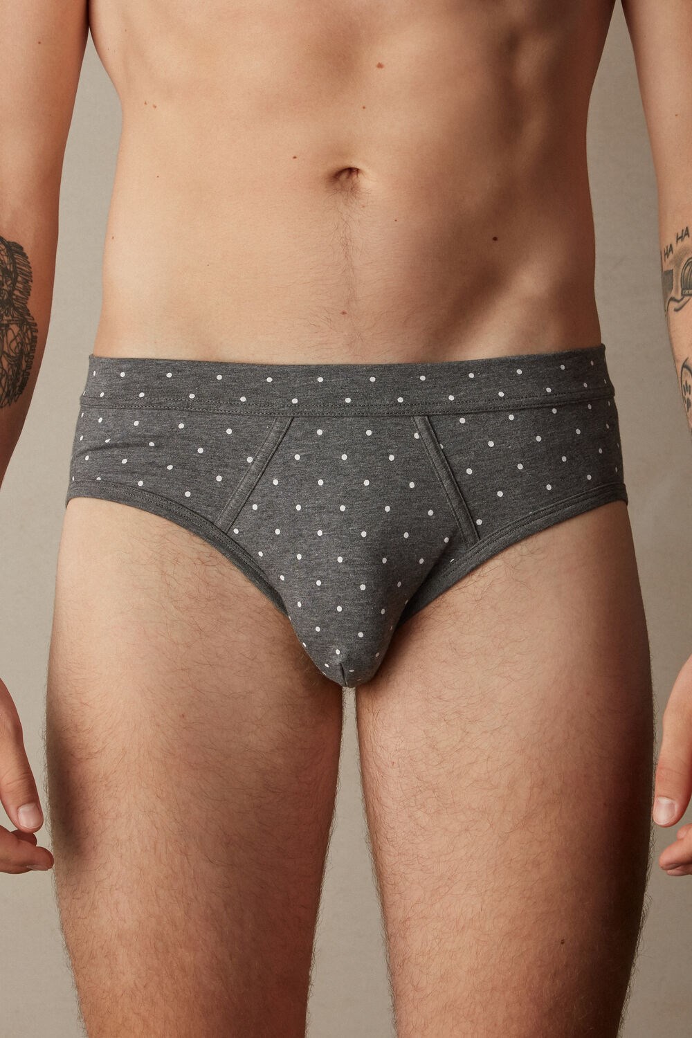 Intimissimi Dotted Briefs in Stretch Supima® Katoenen Grijs Grijs | FCSBA5167