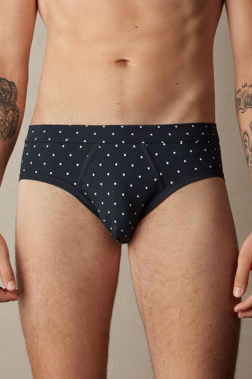 Intimissimi Dotted Briefs in Stretch Supima® Katoenen Blauw Blauw | SVQYR5109