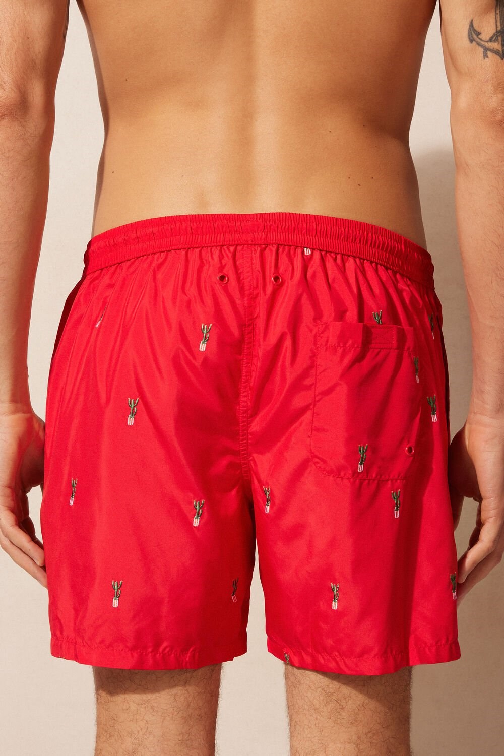 Intimissimi Embroidered Cactus Swim Trunks Rood | UBJHQ3295