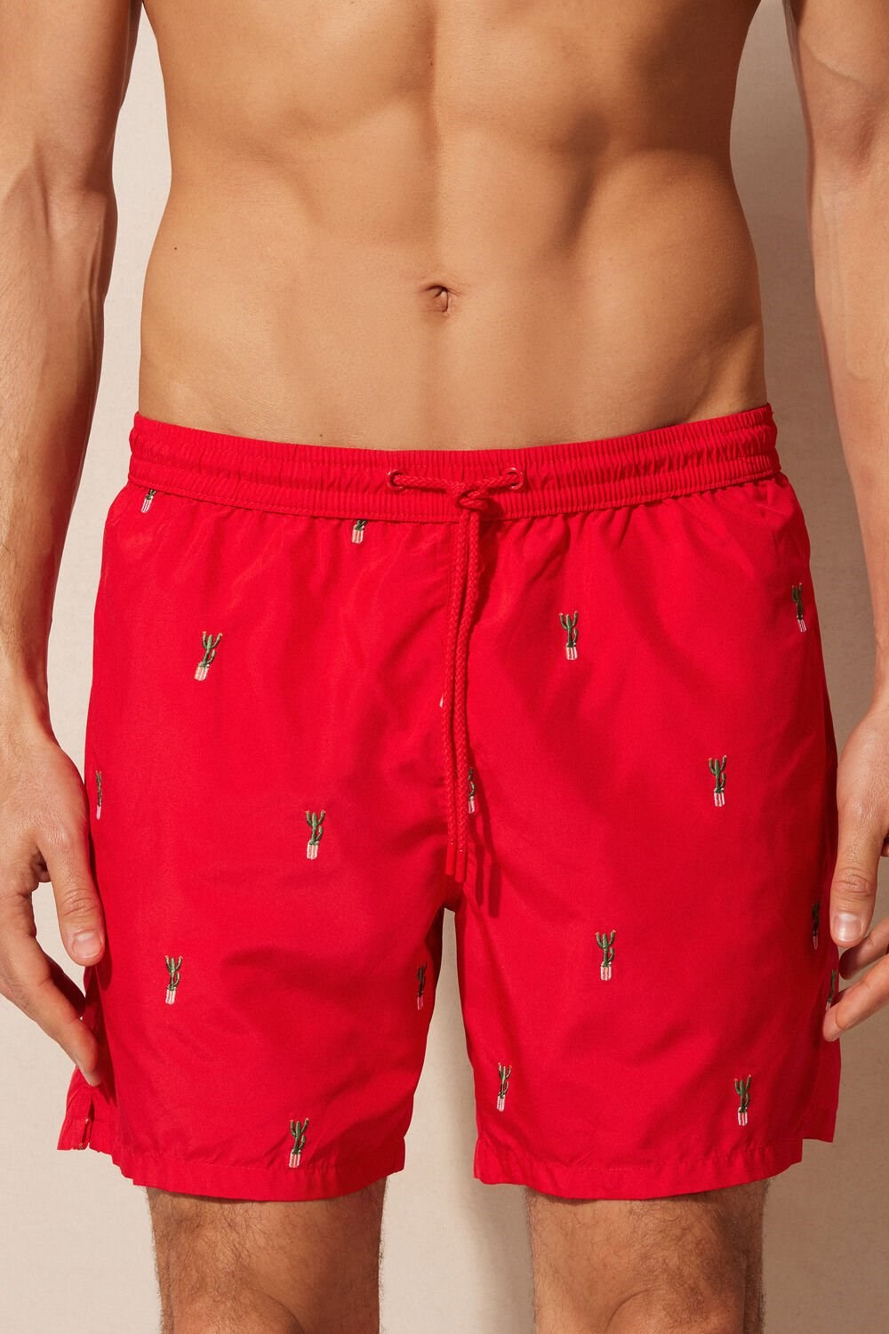 Intimissimi Embroidered Cactus Swim Trunks Rood | UBJHQ3295