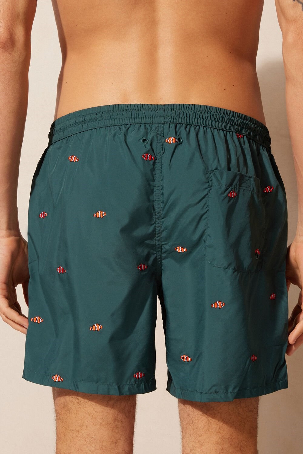 Intimissimi Embroidered Clownfish Swim Trunks Groen Donkergroen | NSZVC8673