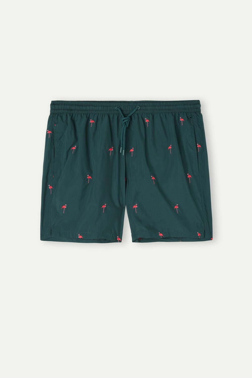 Intimissimi Embroidered Flamingo Swim Trunks Groen Donkergroen | KSWMF3049