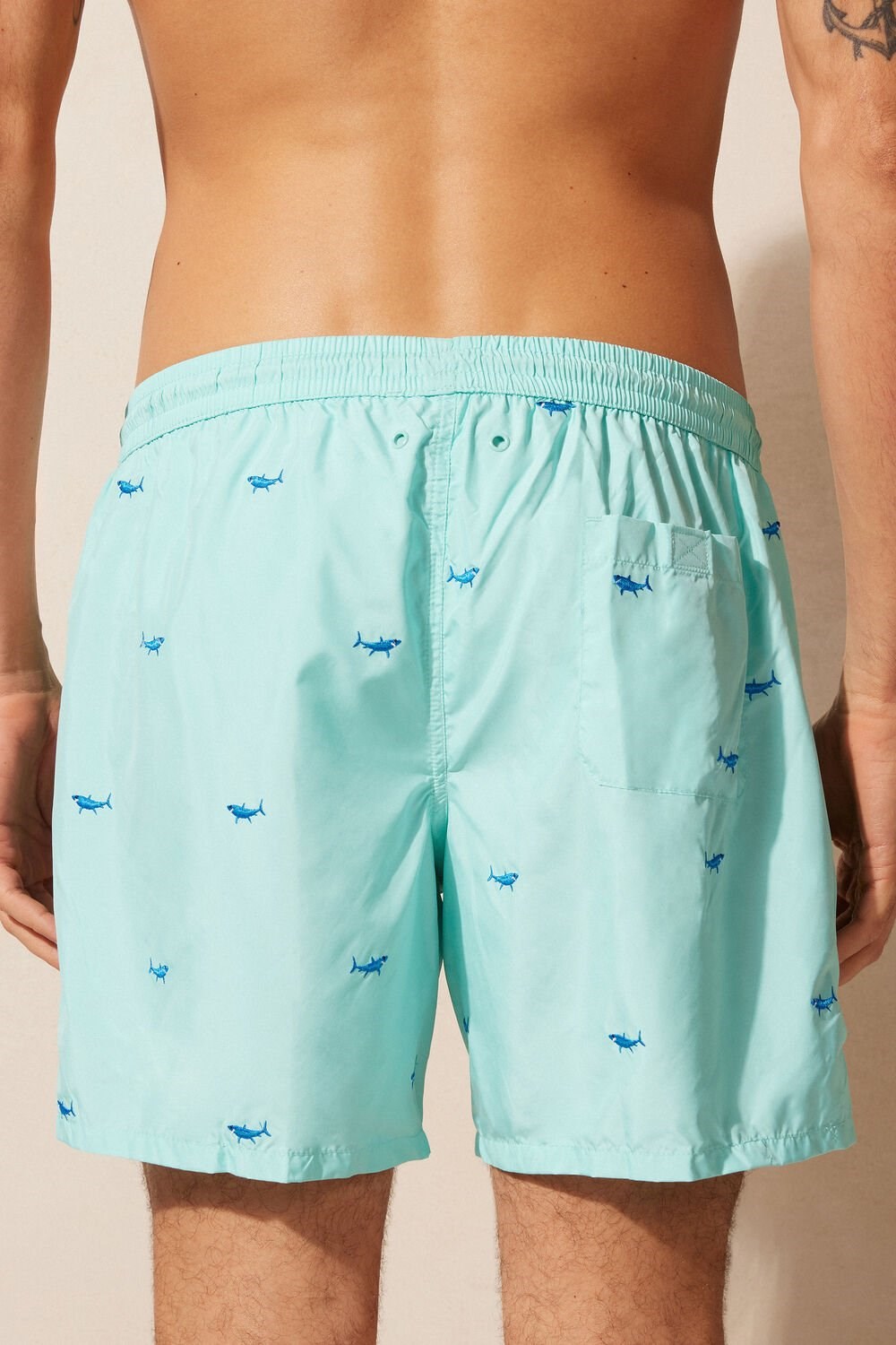 Intimissimi Embroidered Shark Swim Trunks Groen | NYUTO0548