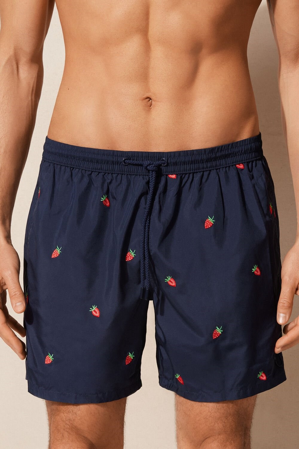 Intimissimi Embroidered Strawberry Swim Trunks Blauw Blauw | PGOUZ0258