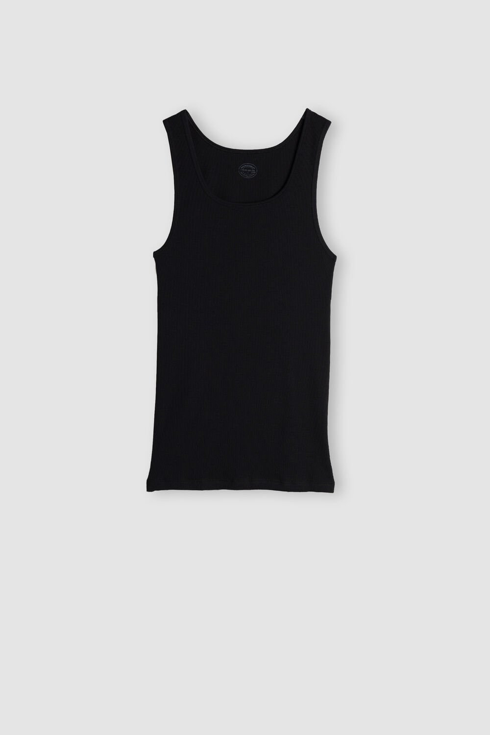 Intimissimi Geribbeld Supima Katoenen Tank Top Zwart Zwart | FAOSJ8429