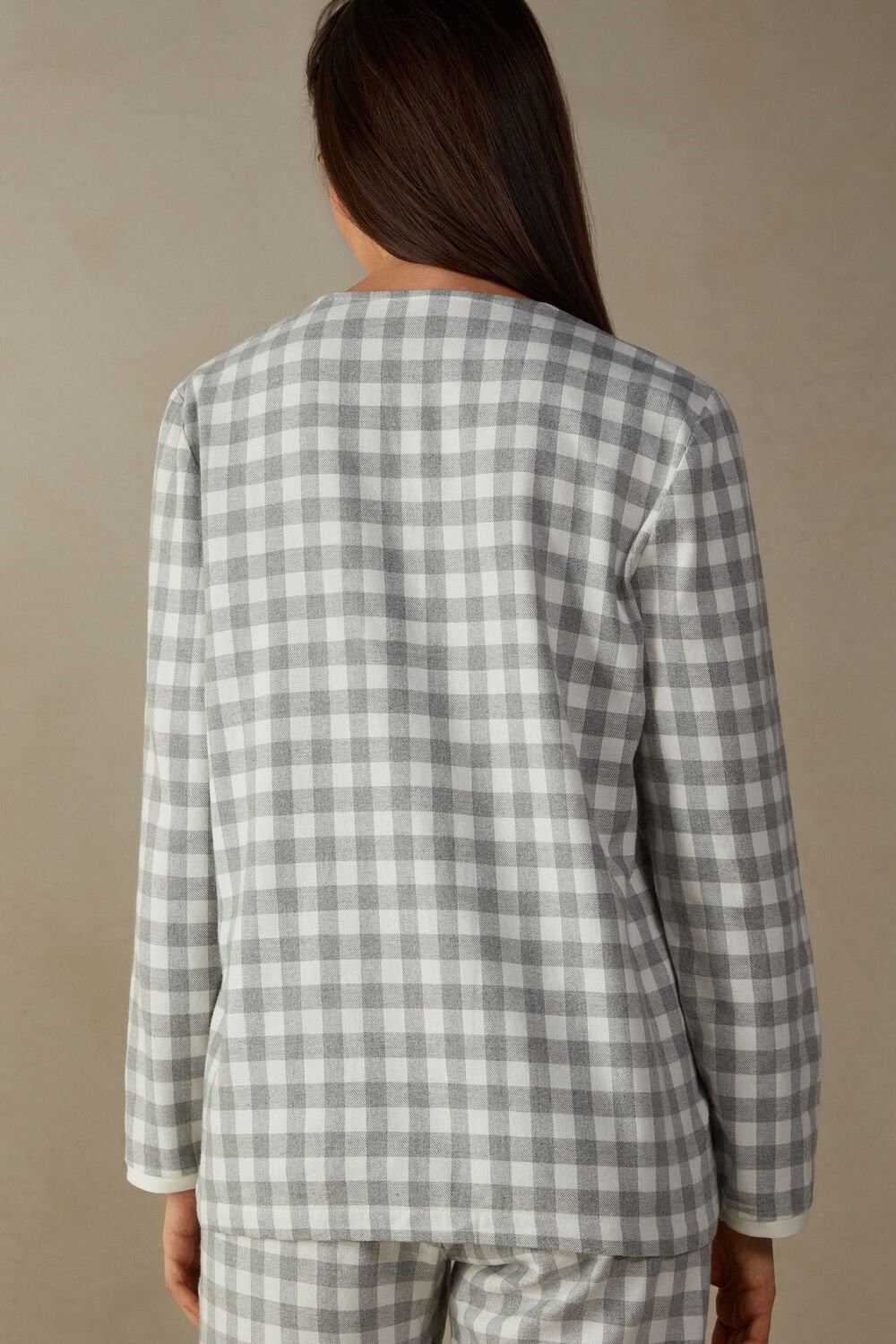 Intimissimi Gingham Lover Shirt in Brushed Cloth Wit Grijs | DCFVS6198