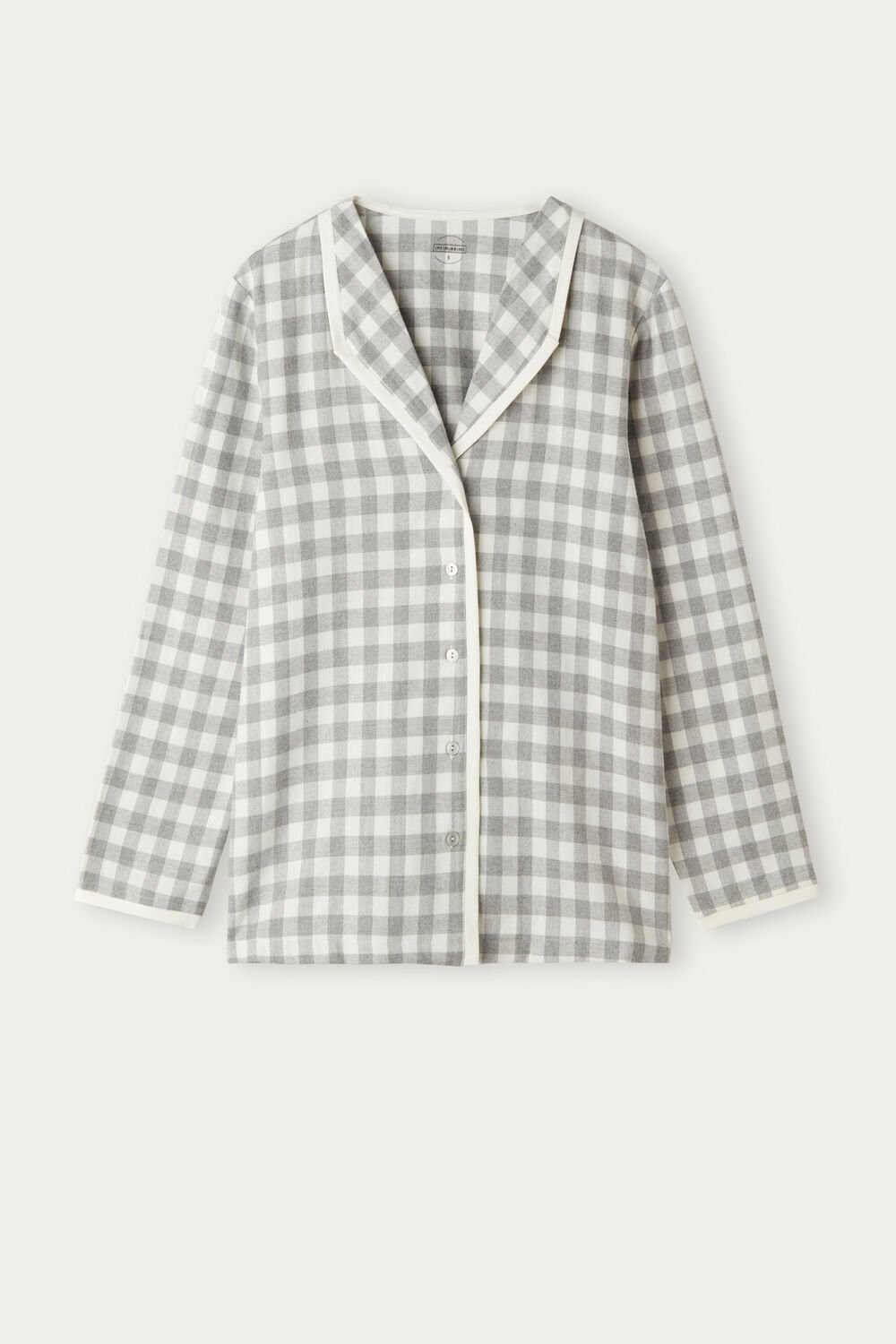 Intimissimi Gingham Lover Shirt in Brushed Cloth Wit Grijs | DCFVS6198