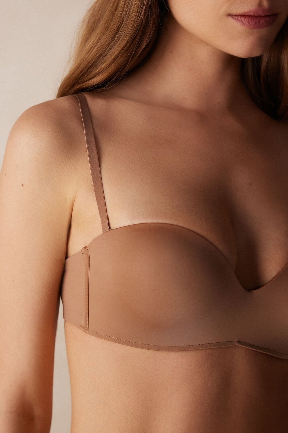 Intimissimi Gioia Bandeau Bra in Ultralight Microfiber Beige | IPUVX7841