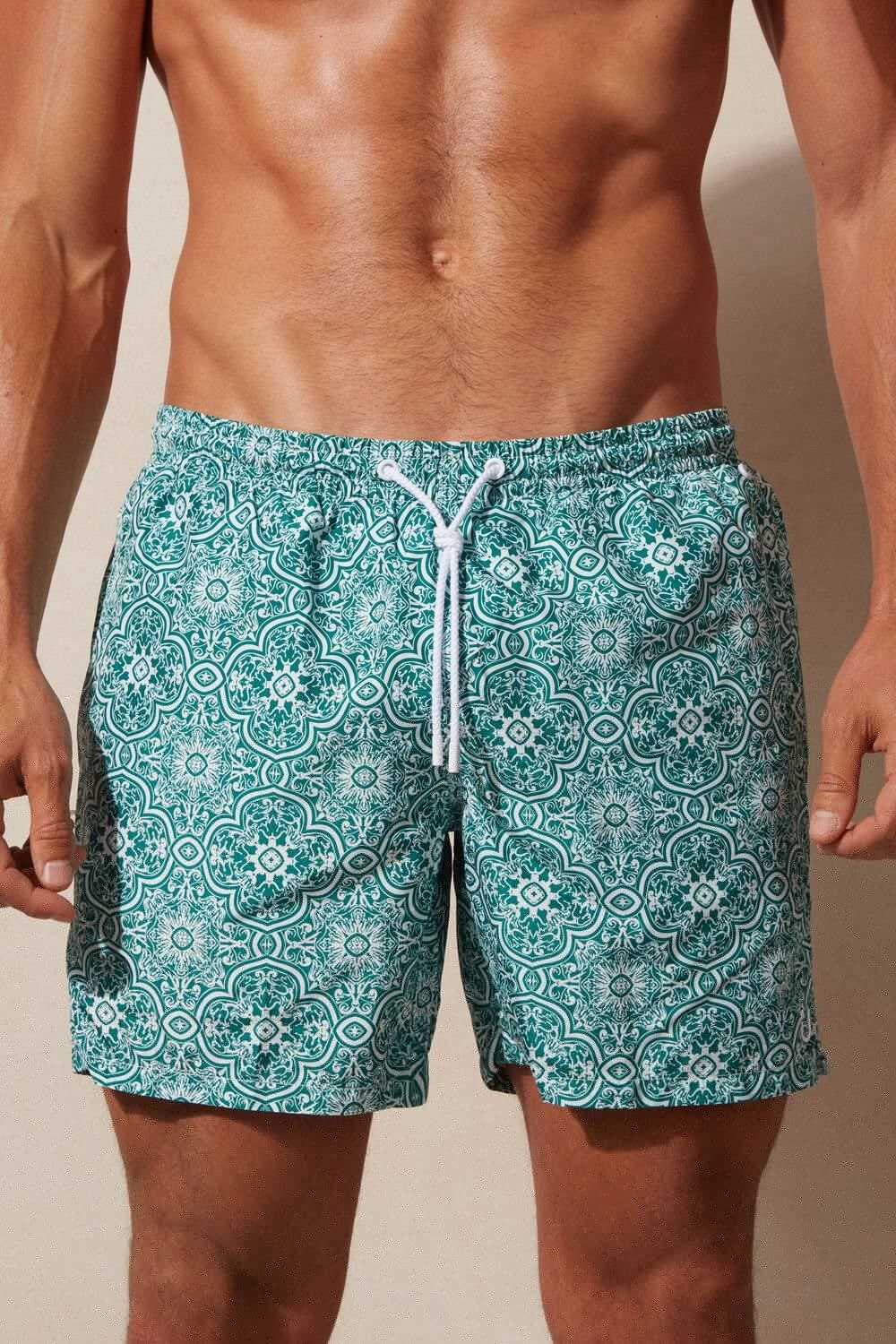 Intimissimi Green Majolica Print Swim Trunks Blauw Wit Groen | KGCBX1578