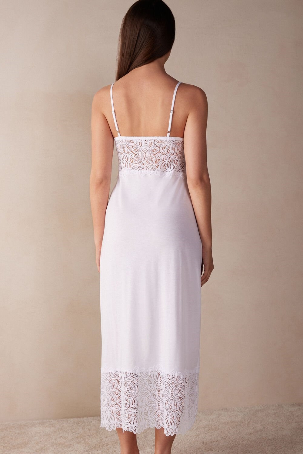 Intimissimi Hot Summer Days Long Nightgown in Supima® Ultrafresh Katoenen Wit Wit | GREUN1493