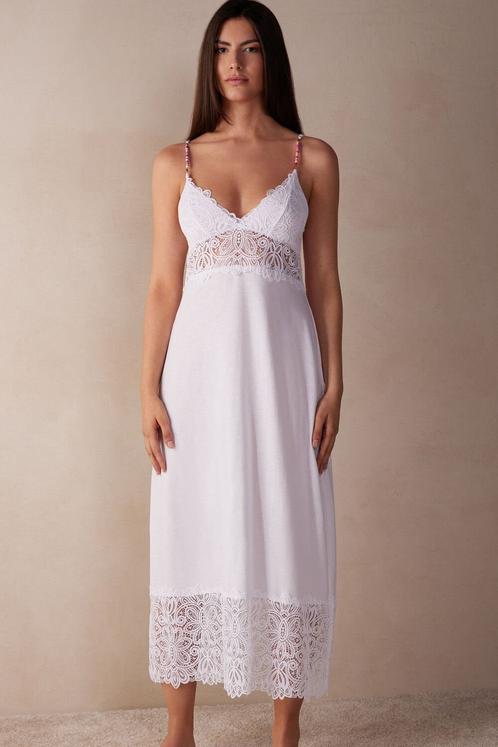 Intimissimi Hot Summer Days Long Nightgown in Supima® Ultrafresh Katoenen Wit Wit | GREUN1493