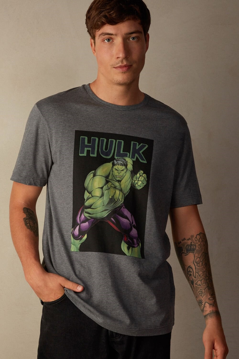 Intimissimi Hulk Print T-shirt Donkergrijs | VYQCF1539