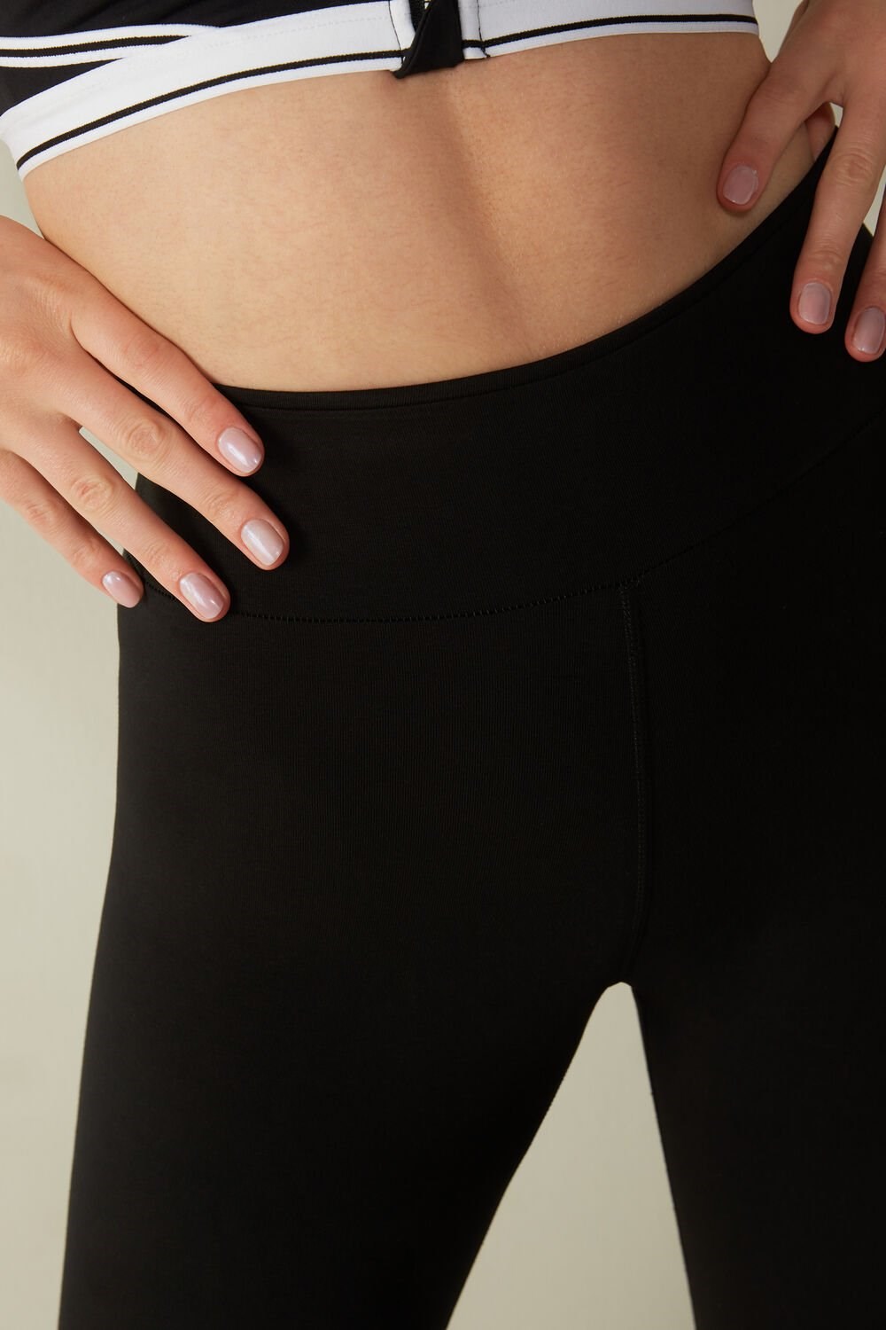 Intimissimi In Action Leggings in Organic Stretch Katoenen Zwart Zwart | PCHAU6213