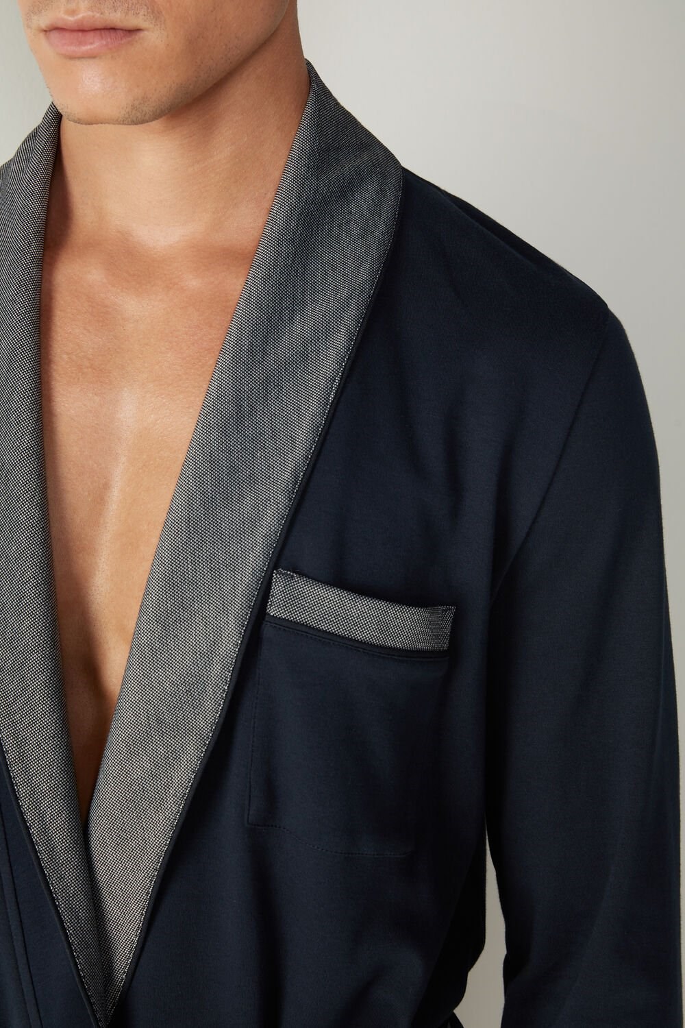 Intimissimi Interlock Katoenen Smoking Jacket Blauw Blauw | JUKDQ8536