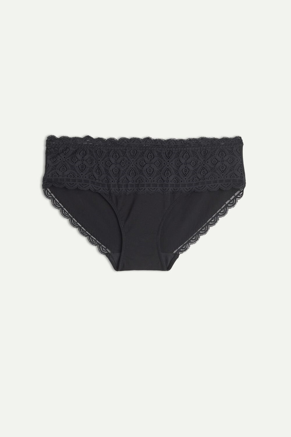 Intimissimi Kanten and Katoenen High Rise Panties Zwart Zwart | DOLIE9082