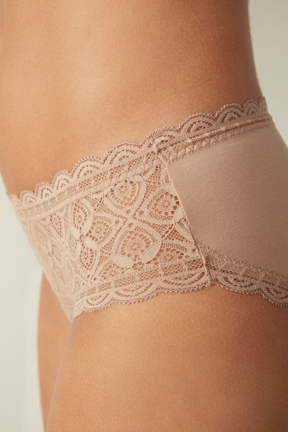 Intimissimi Kanten and Katoenen High Rise Panties Beige | ZWEOS2541