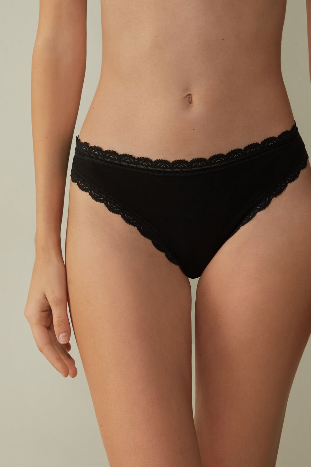 Intimissimi Katoenen and Kanten Brazilian Zwart | GYIQC5348