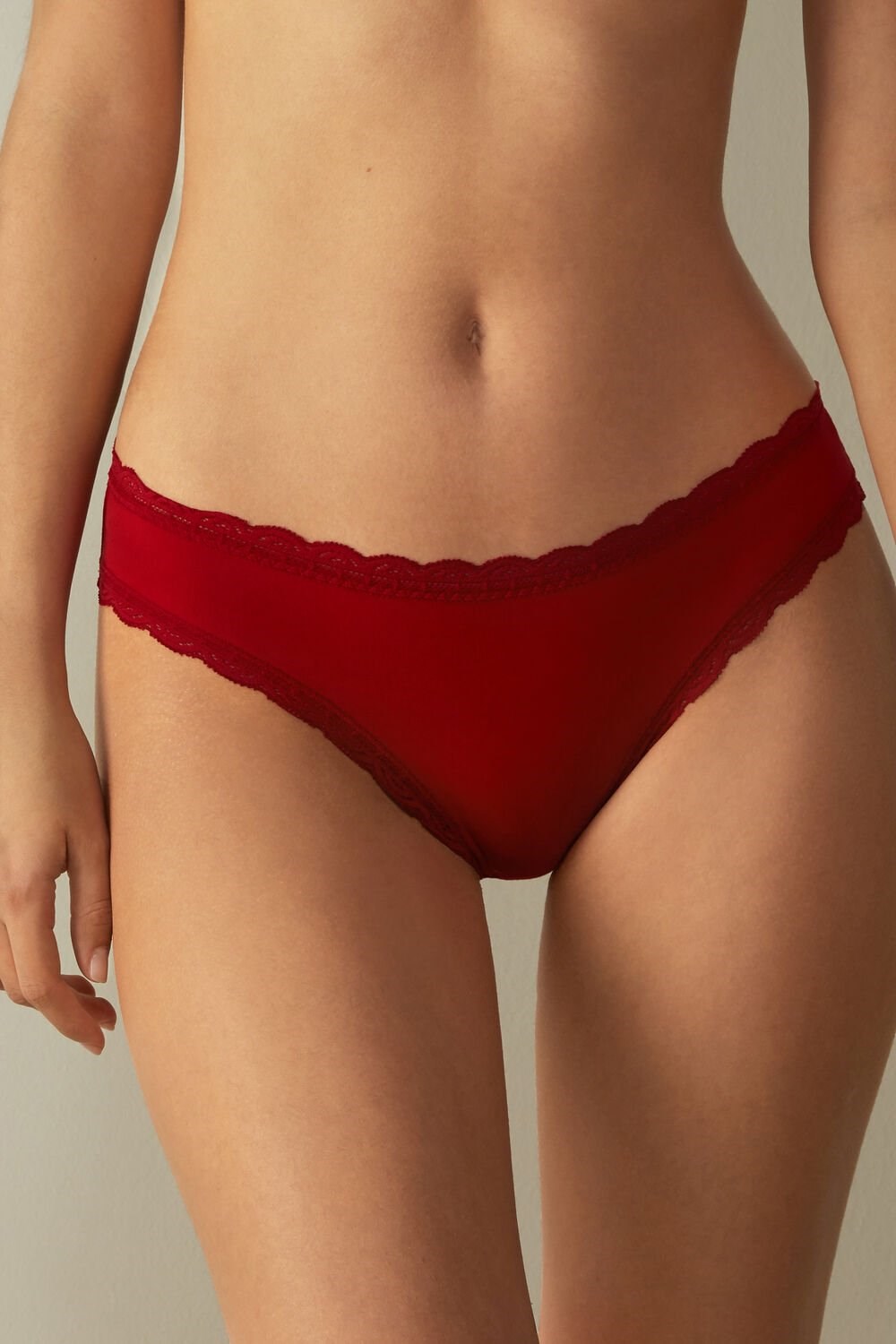 Intimissimi Katoenen and Kanten Panties Rood Rood | EHSUK2968