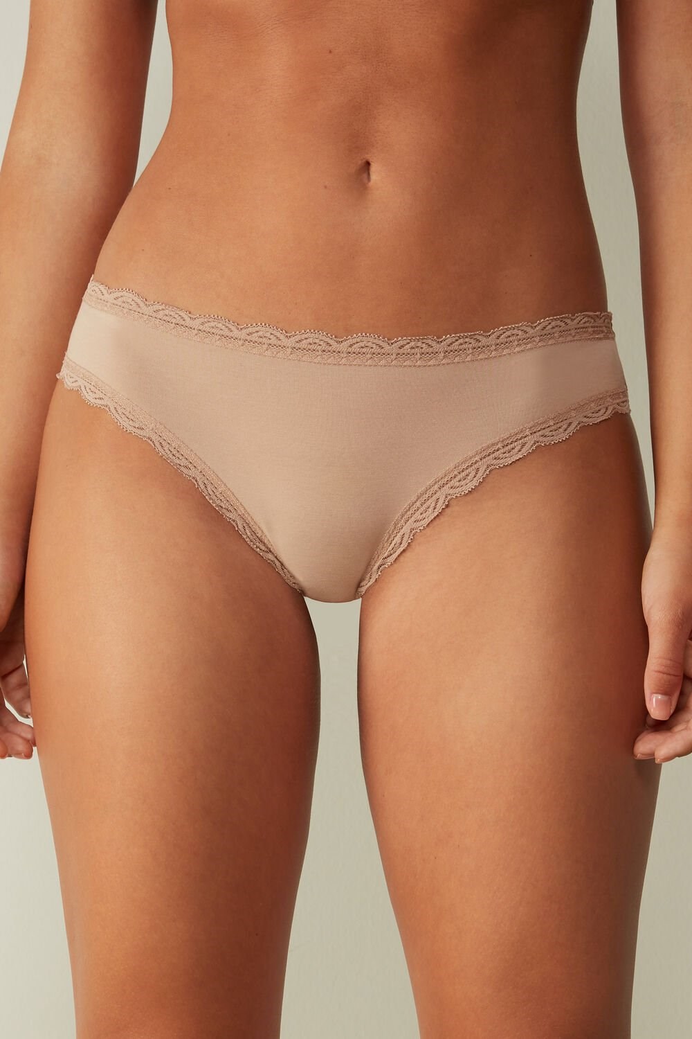 Intimissimi Katoenen and Kanten Panties Beige | LHFAZ8290