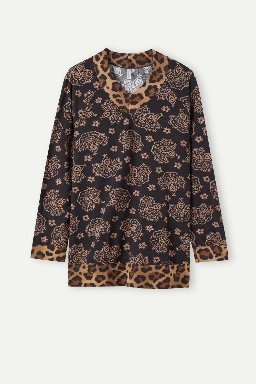 Intimissimi Lady Animalier Long Sleeve Modal Top Zwart | AIXHB3729