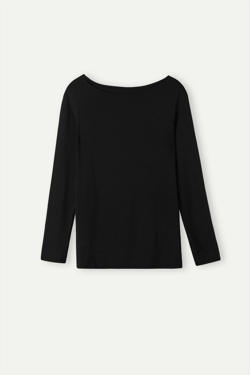 Intimissimi Long Sleeve Bateau Neck Top in Micromodal Zwart Zwart | ELTXM1507