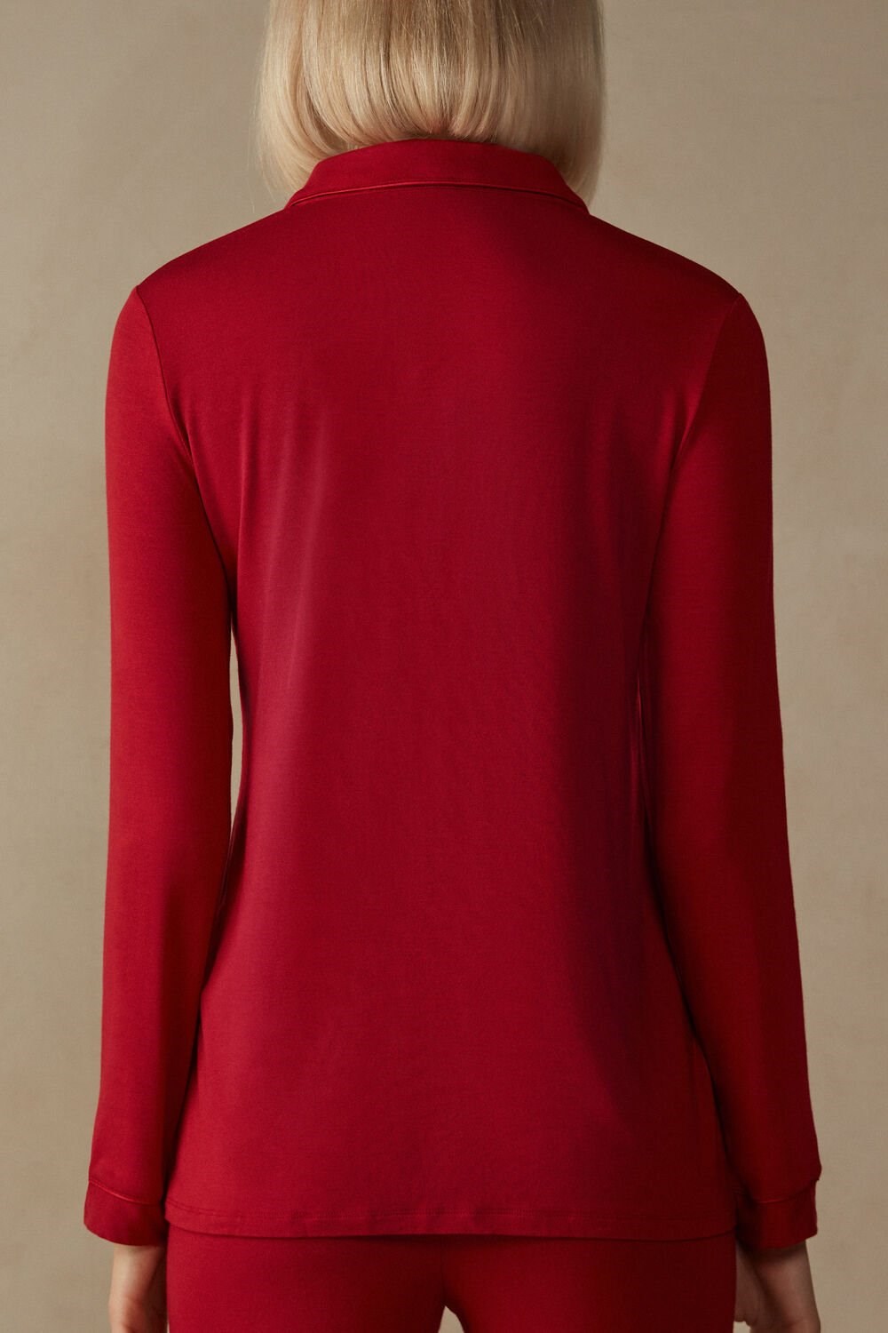 Intimissimi Long-Sleeve Micromodal Pajama Top Rood Rood | EFAWB2781