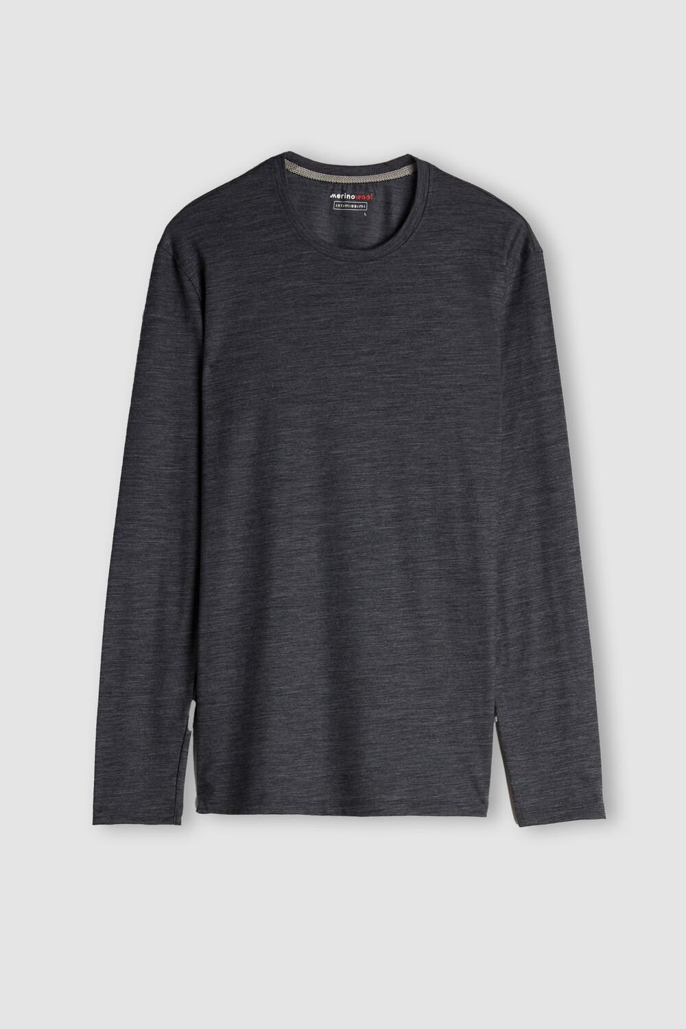 Intimissimi Long-sleeve Crew-Neck Merino-Wol Top Donkergrijs Grijs | CWILB4310