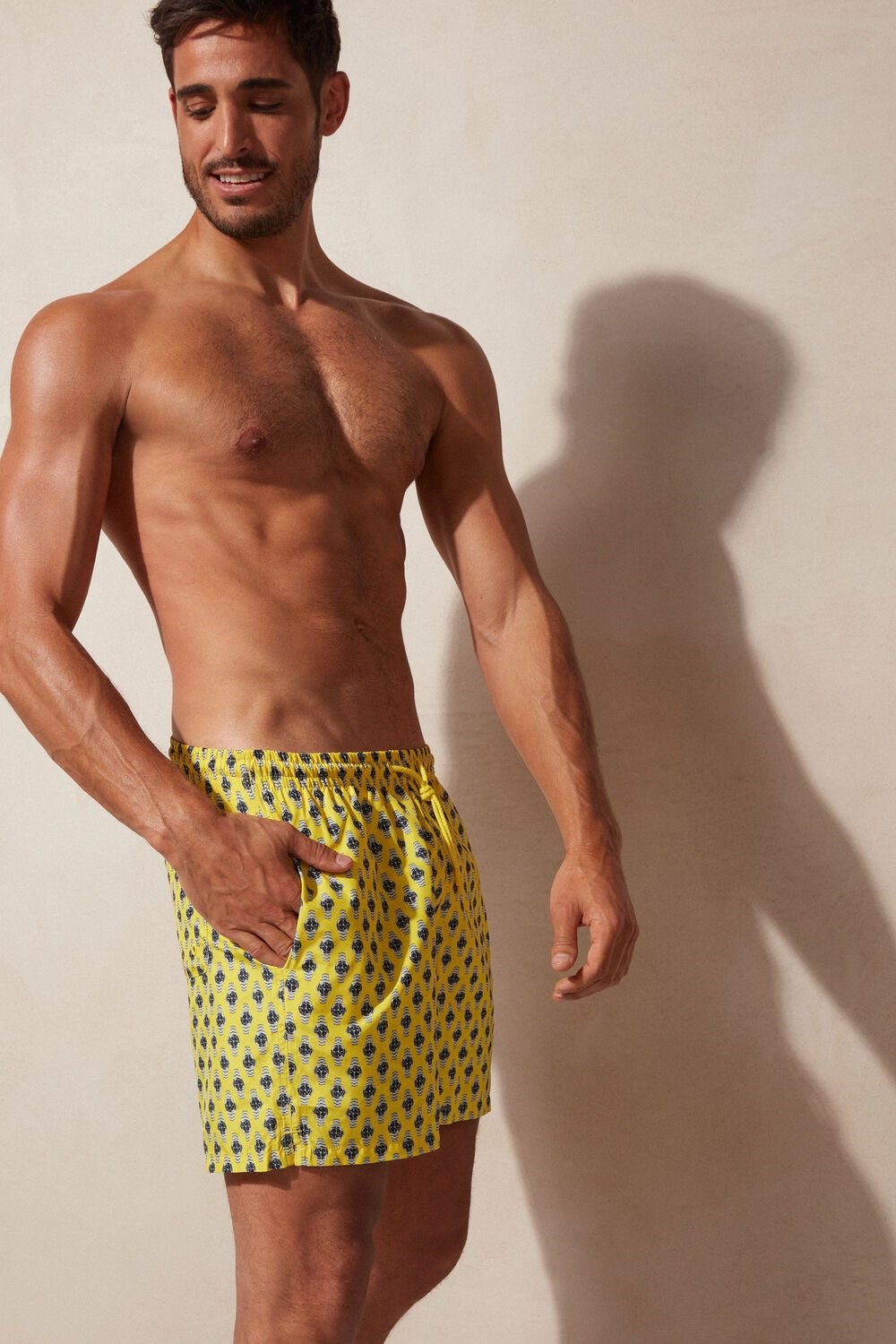 Intimissimi Micro Watch Print Swim Trunks Geel | CZTVN2497