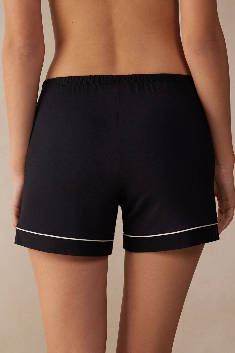 Intimissimi Modal Shorts with Contrast Trim Zwart Zwart | AWOSG9625