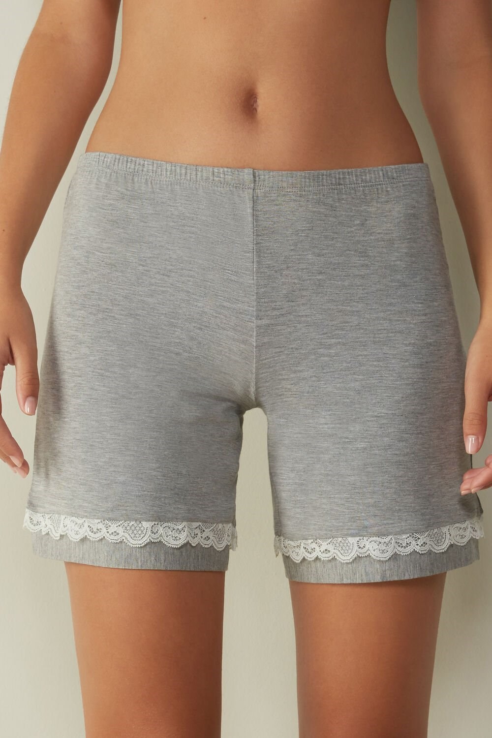 Intimissimi Modal Shorts with Kanten Details Grijs Lichtgrijs | QLFYI8641